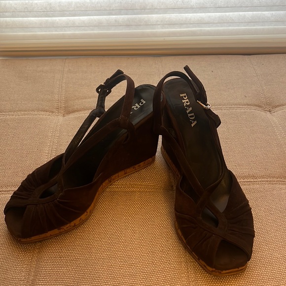 Chocolate Brown Prada Wedges - Picture 4 of 4